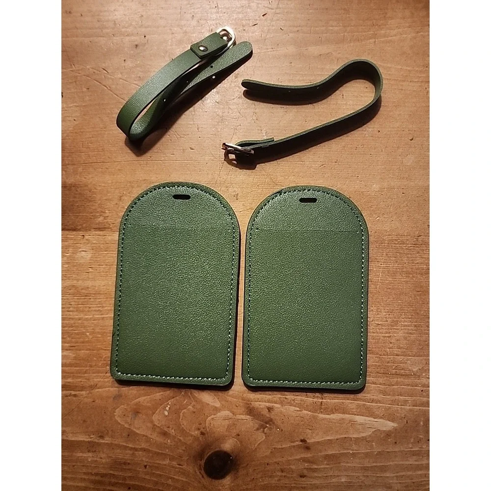 Faux Leather Luggage Tags for Suitcase Tag Set Privacy Protection Lt06-green